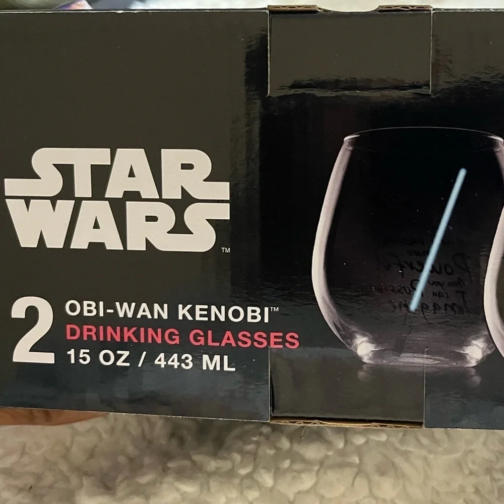 NIB Set of 2 Star Wars JoyJolt Obi-Wan Kenobi Drinking Glasses - Picture 9 of 9
